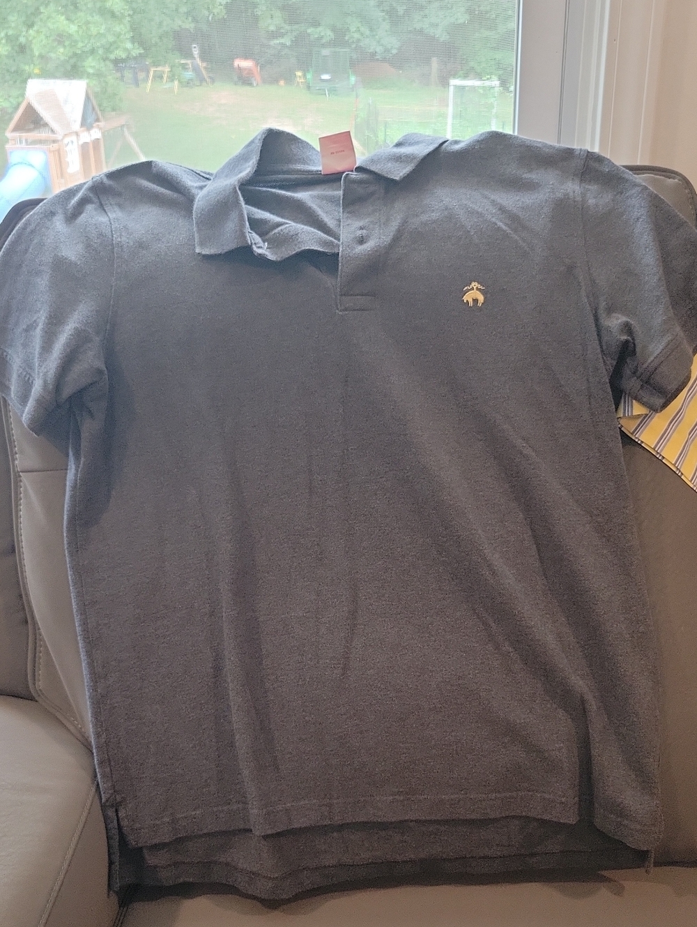 Brooks Brothers Men’s Dark Gray Polo with Contrast Logo